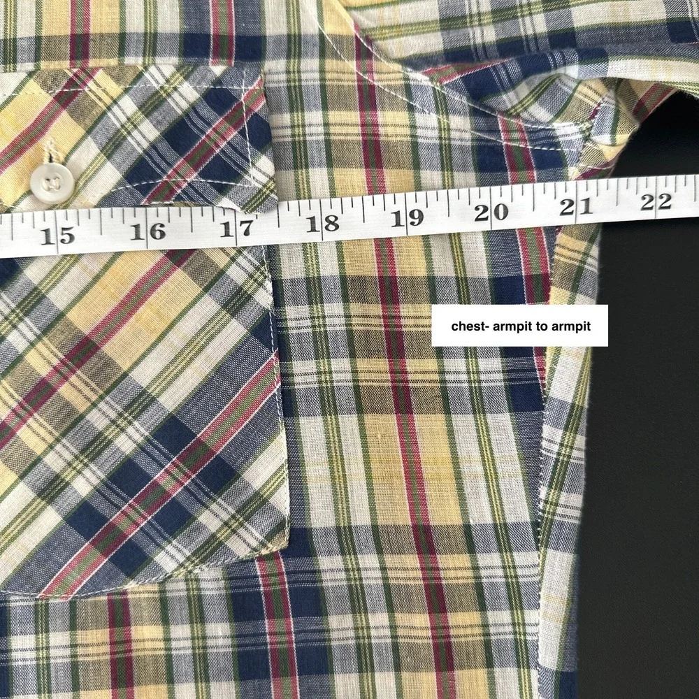 Vintage Levi's Shirt Mens Medium Long Sleeve Yellow Plaid 70s 80s Pockets Preppy